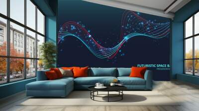 Abstract colored dynamic waves. Wall mural