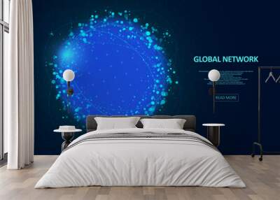 Abstract global technology background. Wall mural