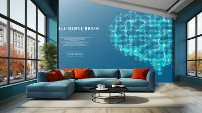 Artificial Intelligence illustration of brain. Wall mural