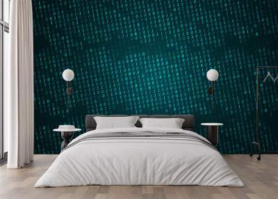 Binary computer code background, abstract cyberspace with digital code. Graphic concept for your design Wall mural