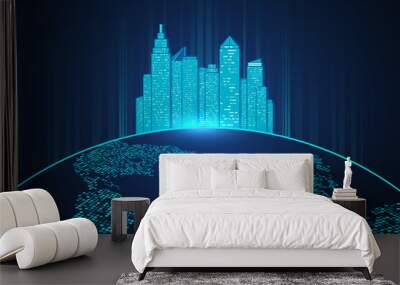 Buildings on abstract earth Wall mural