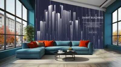 Smart building concept design for city illustration Wall mural