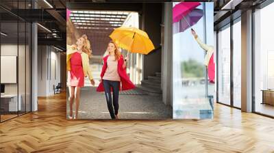 Two attractive blonde ladies during spring walking Wall mural