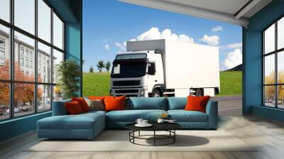 Blank white truck Wall mural