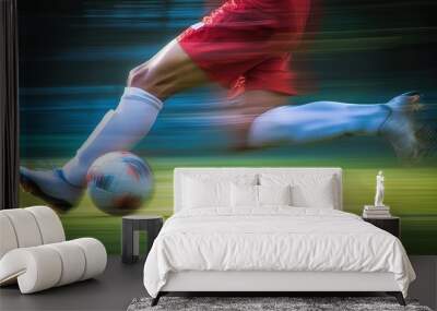 Dynamic Soccer Action, Football motion blur background Wall mural