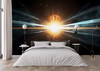 Digital lens flare isolated in black background Wall mural