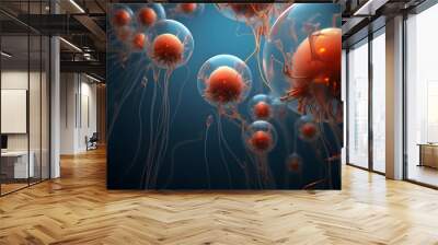 Human cell or Embryonic stem cells microscope background, cellular Therapy, Regeneration Wall mural