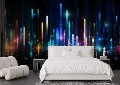 Vibrant neon lights dance across the night sky Wall mural