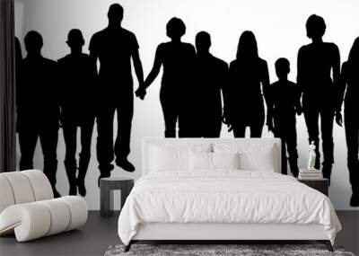 vector illustration with family silhouettes. Wall mural