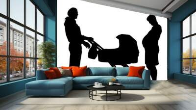 Vector silhouette of a family. Wall mural