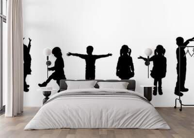 Vector silhouette of children. Wall mural