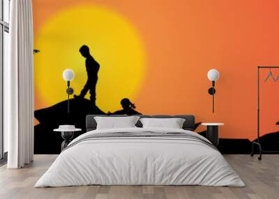 Vector silhouette of children. Wall mural