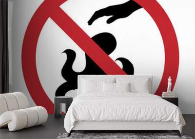 Vector silhouette of do not touch octopus mark on white background. Symbol of prohibition. Wall mural