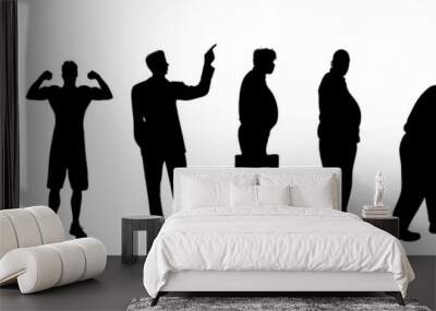 Vector silhouette of man in different age on white background. Symbol of generation from child to old person. Wall mural