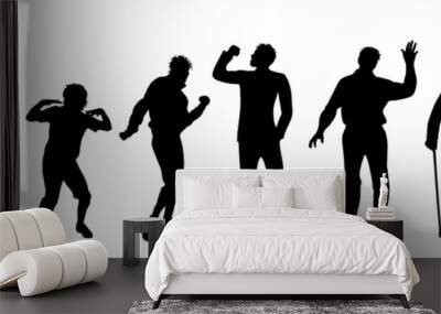 Vector silhouette of man in different age on white background. Symbol of generation from child to old person. Wall mural