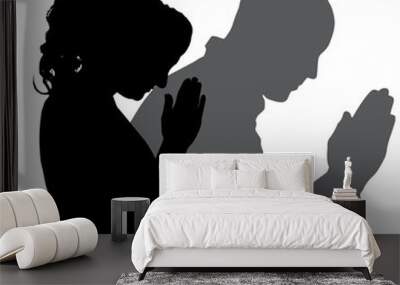 Vector silhouette of people. Wall mural