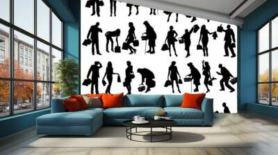 Vector silhouette of people. Wall mural