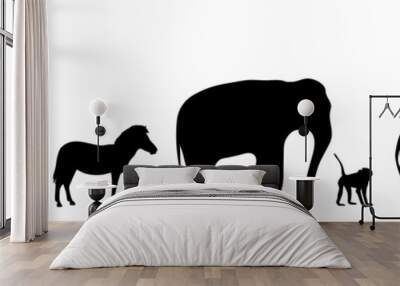 vector silhouette of wild animal on white bakground. Wall mural