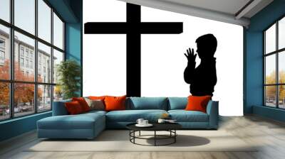 Vector silhouettes of boy. Wall mural