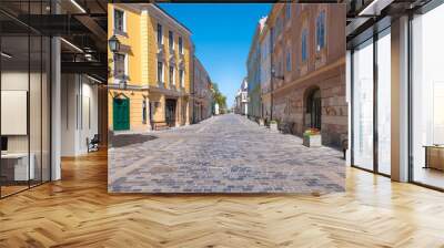 beautiful downtown street of Gyor on a sunny day without people Wall mural