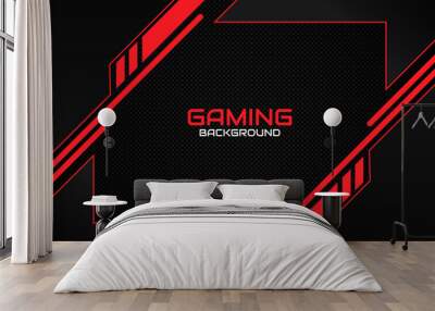 Abstract futuristic black and red gaming background with modern esport shapes. Vector design template technology concept can use element game banner, sport poster, cyber wallpaper, web, advertising Wall mural