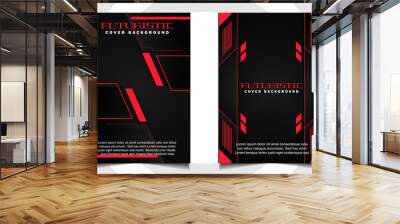 Abstract futuristic cover a4 background template with red technology concept on black shapes. Modern layout vector design can use banner gaming, presentation business, sport poster, automotive event Wall mural