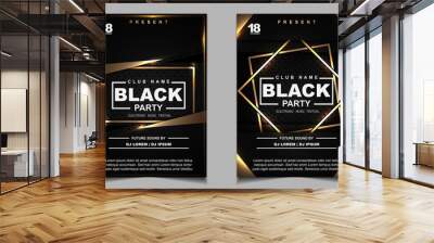 Luxury night dance party music layout cover design template background with elegant black and gold style. Light electro style vector for music event concert disco, club invitation, festival poster Wall mural