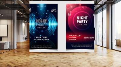 Night dance party music layout design template background with dynamic gradient style. Colorful neon electro style vector for concert disco, club party, event flyer invitation, cover festival poster Wall mural