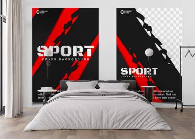 Red and black dynamic shapes colors cover a4 template background. Vector layout design with sport style can use for gym promotion, poster tournament, invitation cup event, banner championship. Wall mural