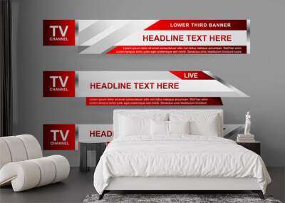 Set collection vector of Broadcast News Lower Thirds Template layout design banner for bar Headline news title, sport game in Television, Video and Media  Wall mural