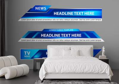 Set collection vector of Broadcast News Lower Thirds Template layout design banner for bar Headline news title, sport game in Television, Video and Media  Wall mural