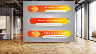 Set collection vector of Broadcast News Lower Thirds Template layout design banner for bar Headline news title, sport game in Television, Video and Media Channel Wall mural