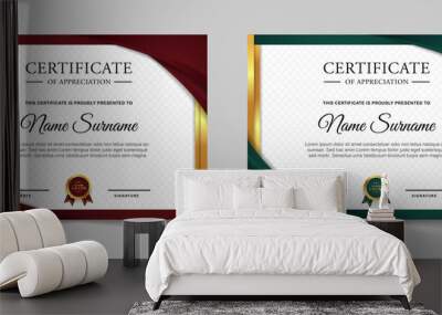 Set of certificate of achievement border design templates with elements of  luxury gold badges and modern line patterns. vector graphic print layout can use For award, appreciation, education Wall mural