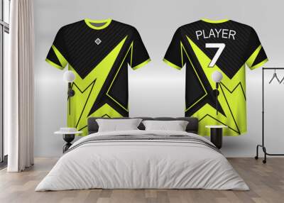 T-shirt sport vector design template, Soccer jersey mockup for football club. uniform front and back view. Clothing Men adult. Can use for printing, branding logo team, squad, match event, tournament Wall mural