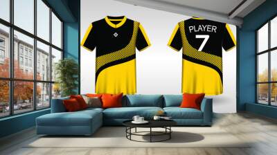 T-shirt sport vector design template, Soccer jersey mockup for football club. uniform front and back view. Clothing Men adult. Can use for printing, branding logo team, squad, match event, tournament Wall mural