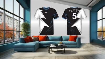 T-shirt sport vector design template, Soccer jersey mockup for football club. uniform front and back view. Clothing Men adult. Can use for printing, branding logo team, squad, match event, tournament Wall mural