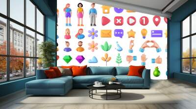 Big vector 3d icons set. Wall mural