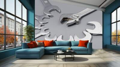 auto repair wrenches on a gray background Wall mural