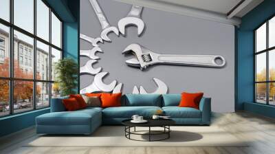 auto repair wrenches on a gray background Wall mural