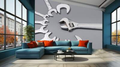 auto repair wrenches on a gray background Wall mural