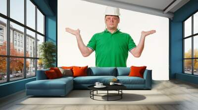 emotion man foreman on a white background Wall mural