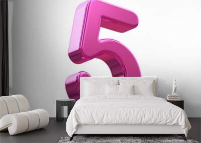 3d metallic pink number 5 Wall mural