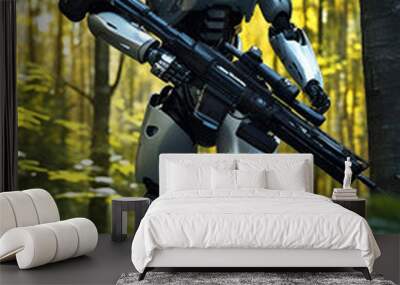 A robot with a machine gun Wall mural