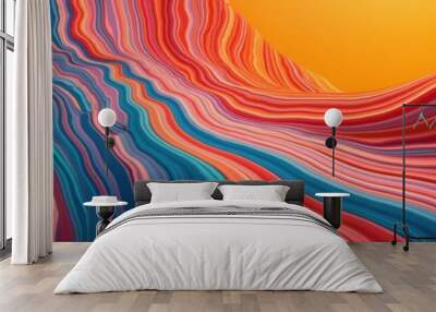 A vibrant abstract landscape featuring flowing waves of color, ideal for creative projects, digital art, or modern design themes. Wall mural