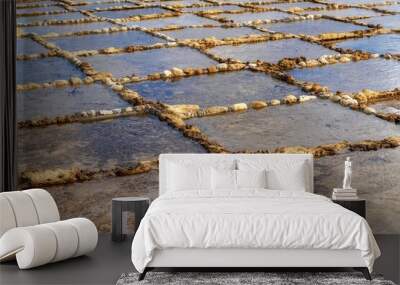 close-up view of the salt pans in Xwejni Bay on the Maltese island of Gozo Wall mural