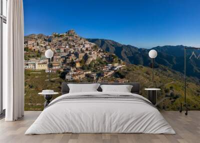 drone perspective of the picturesque mountain village of Bova in Calabria Wall mural