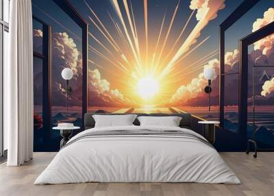 ai generated ai generative anime manga graphics cartoon explosion boom sunburst graphic art Wall mural