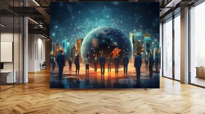 Business network concept. Group of businessperson. Teamwork. Human resources. generative ai. Wall mural