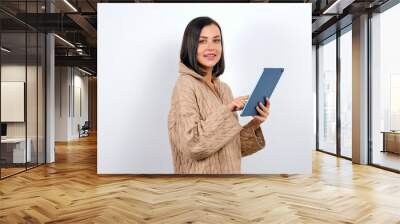 Business concept, woman chatting using tablet Wall mural