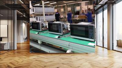 Manufacture of microwave ovens. Assembly line Wall mural